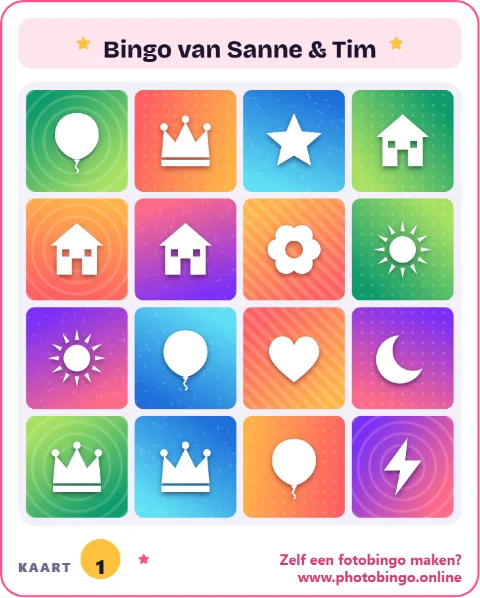 Example of a photo bingo card – photo bingo for office parties and team events